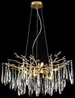 Люстра подвесная 186-503-08 Velante прозрачная на 8 ламп, основание бронзовое в стиле флористика современный ветви