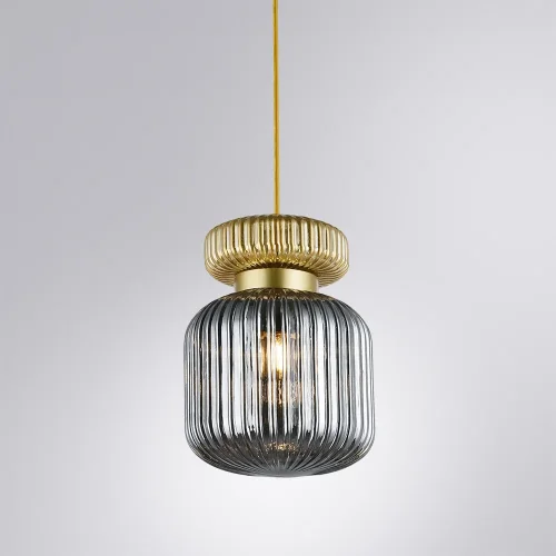 Светильник подвесной Hamal A6170SP-1GO Arte Lamp чёрный серый 1 лампа, основание золотое в стиле лофт современный выдувное фото 2