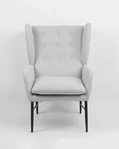 Кресло Мэйден гусиная лапка, серый УТ000037093 Stool Group, серый/велюр, ножки/металл/чёрный, размеры - *970***660*730мм фото 4