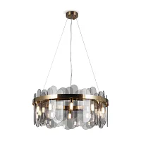 Люстра подвесная Deserto FR5141PL-10BS1 Freya серая чёрная на 10 ламп, основание латунь в стиле современный Люстра подвесная Deserto FR5141PL-10BS1 Freya серая чёрная на 10 ламп, основание латунь в стиле современный