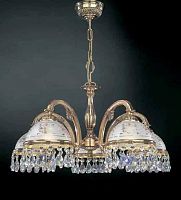 Люстра подвесная  L 6100/5 Reccagni Angelo прозрачная белая на 5 ламп, основание золотое в стиле классический 