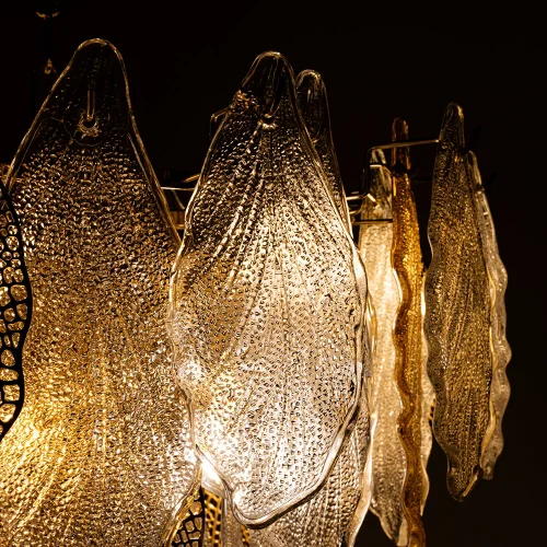 Люстра подвесная Felicita A4080LM-12GO Arte Lamp прозрачная янтарная на 12 ламп, основание золотое в стиле современный флористика  фото 3