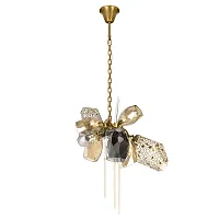 Люстра подвесная Britannica 10401/600S LOFT IT янтарная дымчатая на 9 ламп, основание золотое в стиле арт-деко Люстра подвесная Britannica 10401/600S LOFT IT янтарная дымчатая на 9 ламп, основание золотое в стиле арт-деко