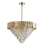 Люстра подвесная Amman 1024/03/18P Stilfort прозрачная на 18 ламп, основание золотое в стиле классика 