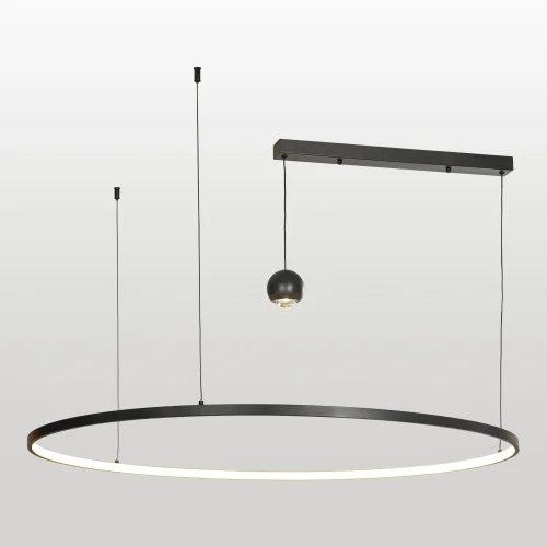 Люстра подвесная LED Dade LSP-7248 Lussole чёрная на 1 лампа, основание чёрное в стиле минимализм хай-тек современный кольца