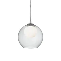 Светильник подвесной NEMO SP1 D20 TRASPARENTE Ideal Lux серый прозрачный 1 лампа, основание хром в стиле современный шар