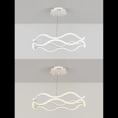 Люстра подвесная с пультом LED LAMPS 81284 Natali Kovaltseva белая на 1 лампа, основание белое в стиле современный хай-тек с пультом яндекс алиса сири фото 2
