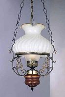 Светильник подвесной L 2442 M Reccagni Angelo белый 1 лампа, основание бронзовое коричневое в стиле кантри классический выдувное