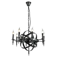 Люстра подвесная лофт Utica GRLSP-9300 Lussole без плафона на 8 ламп, основание чёрное в стиле лофт Люстра подвесная лофт Utica GRLSP-9300 Lussole без плафона на 8 ламп, основание чёрное в стиле лофт