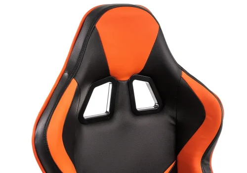 Кресло игровое Racer черное / оранжевое 1855 Woodville, оранжевый/искусственная кожа, ножки/пластик/чёрный, размеры - *1280***700*570 фото 8