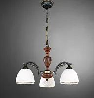 Люстра подвесная  L 8611/3 Reccagni Angelo белая на 3 лампы, основание бронзовое коричневое в стиле кантри классический 