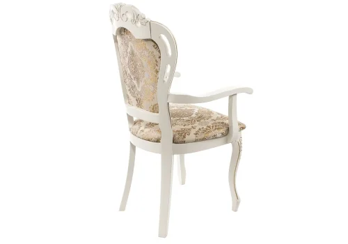 Деревянный стул Bronte молочный / патина 438329 Woodville, бежевый золотой/ткань, ножки/массив бука дерево/молочный, размеры - ****590*550 фото 4
