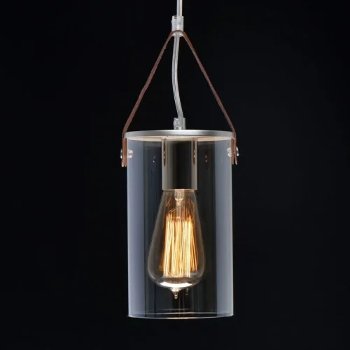 Светильник подвесной Тетро 673014801 DeMarkt прозрачный янтарный 1 лампа, основание серебряное в стиле современный  фото 4