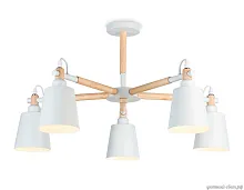 Люстра потолочная TR82208 Ambrella light белая на 5 ламп, основание белое в стиле скандинавский 