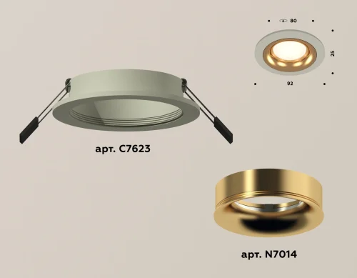 Светильник точечный XC7623005 Ambrella light золотой серый 1 лампа, основание серое в стиле хай-тек современный  фото 2