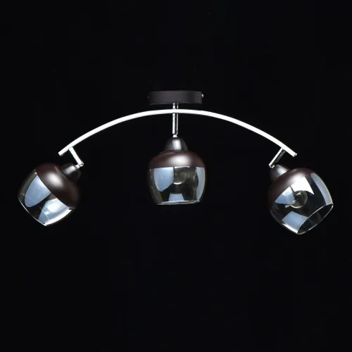 Люстра потолочная Тетро 673015903 DeMarkt бежевая на 3 лампы, основание хром в стиле современный  фото 3