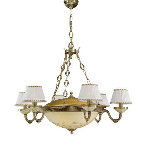Люстра подвесная  L 6422/6+4 Reccagni Angelo белая жёлтая на 10 ламп, основание античное бронза в стиле классический 