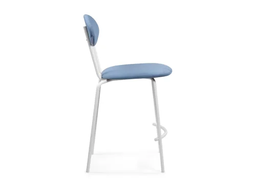 Полубарный стул Коумо катания дасти блю / белый матовый 516476 Woodville, синий/велюр, ножки/металл/белый, размеры - ****470*540 фото 3