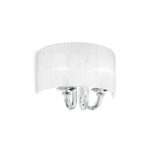 Бра SWAN AP2 BIANCO Ideal Lux белый на 2 лампы, основание прозрачное хром в стиле венецианский 