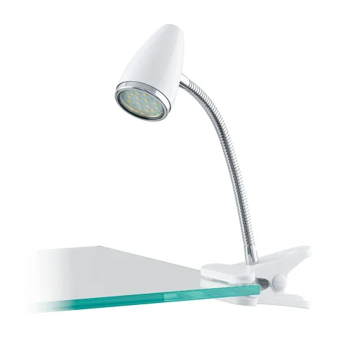 Настольная лампа на прищепке LED RICCIO 1 94329 Eglo белая серая 1 лампа, основание белое серое хром полимер металл в стиле для кабинета, офиса 