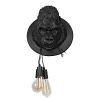 Бра Gorilla 10178 Black LOFT IT без плафона 3 лампы, основание чёрное в стиле современный обезьяна