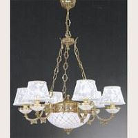 Люстра подвесная  L 7132/6+2 Reccagni Angelo белая на 8 ламп, основание золотое в стиле классический 
