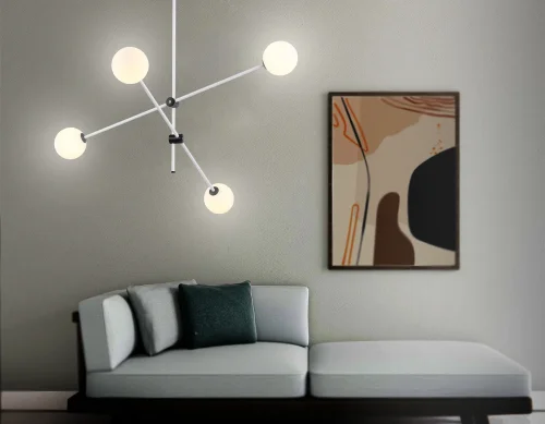 Люстра потолочная TR2505 Ambrella light белая на 4 лампы, основание чёрное в стиле современный  фото 6