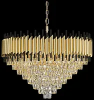 Люстра подвесная хрустальная Cartuccia WE138.21.403 Wertmark чёрная золотая прозрачная на 21 лампа, основание золотое в стиле классика 