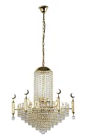 Люстра хрустальная подвесная Nuova E 1.2.55.100 G Arti Lampadari прозрачная на 3 лампы, основание золотое в стиле классика 
