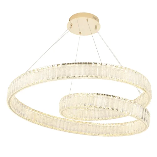 Люстра подвесная LED MUSIKA SP120W LED GOLD Crystal Lux прозрачная на 1 лампа, основание золотое в стиле современный кольца фото 2