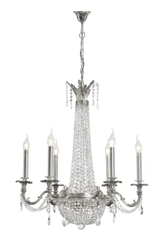 Люстра хрустальная подвесная Ancona E 1.6.6.200 SB Dio D'Arte без плафона на 6 ламп, основание серое серебряное в стиле классический 