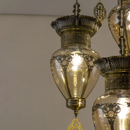 Светильник подвесной Каир CL419233 Citilux янтарный 3 лампы, основание бронзовое в стиле восточный каскад фото 3
