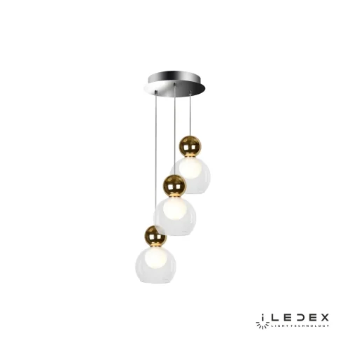 Светильник подвесной LED Blossom C4476-3R GL iLedex прозрачный золотой 1 лампа, основание хром в стиле современный хай-тек каскад шар фото 2