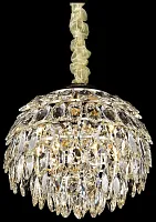 Люстра подвесная хрустальная Ludgera WE113.06.303 Wertmark прозрачная на 6 ламп, основание золотое в стиле современный классический 