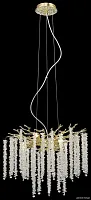 Люстра подвесная 185-303-06 Velante прозрачная на 6 ламп, основание золотое в стиле современный классический ветви