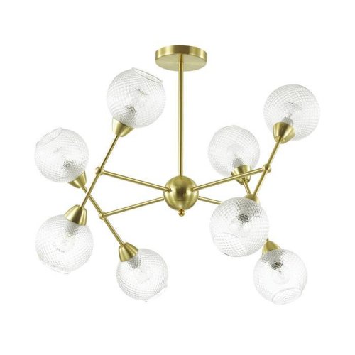 Люстра потолочная Everly 3752/8C Lumion прозрачная на 8 ламп, основание золотое в стиле современный шар