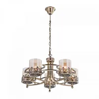 Люстра подвесная Ориент CL464153 Citilux прозрачная янтарная на 5 ламп, основание бронзовое в стиле классический Люстра подвесная Ориент CL464153 Citilux прозрачная янтарная на 5 ламп, основание бронзовое в стиле классический