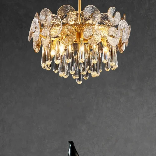 Люстра потолочная CATARINA D80 219526-23 ImperiumLoft прозрачная на 21 лампа, основание латунь в стиле современный  фото 4