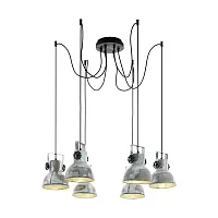 Светильник подвесной лофт Barnstaple 49732 Eglo серый 6 ламп, основание коричневое чёрное в стиле лофт 