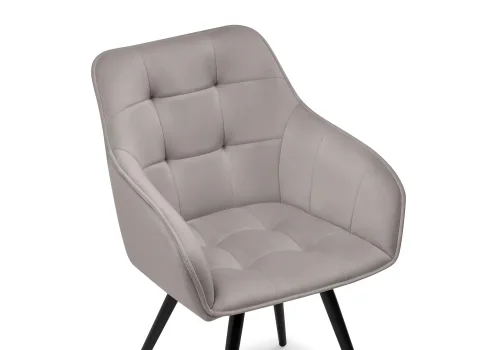 Кресло Идас крутящееся серый / черный глянец 566488 Woodville, серый/велюр, ножки/металл/чёрный, размеры - ****540*610мм фото 7