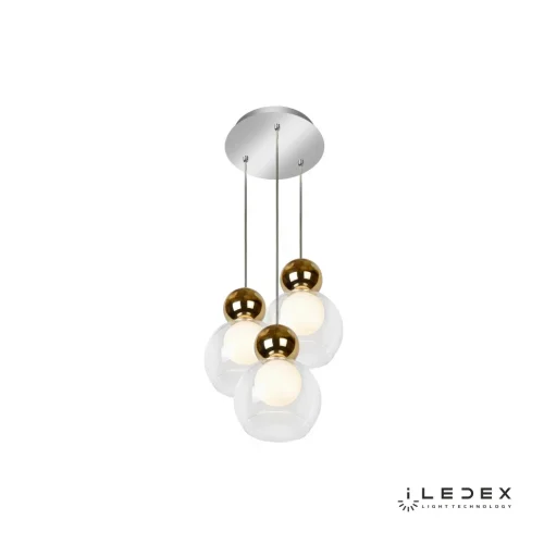 Светильник подвесной LED Blossom C4476-3R GL iLedex прозрачный золотой 1 лампа, основание хром в стиле современный хай-тек каскад шар