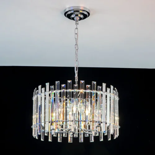 Люстра подвесная Ингвар CL334161 Citilux прозрачная на 6 ламп, основание хром в стиле классический  фото 3