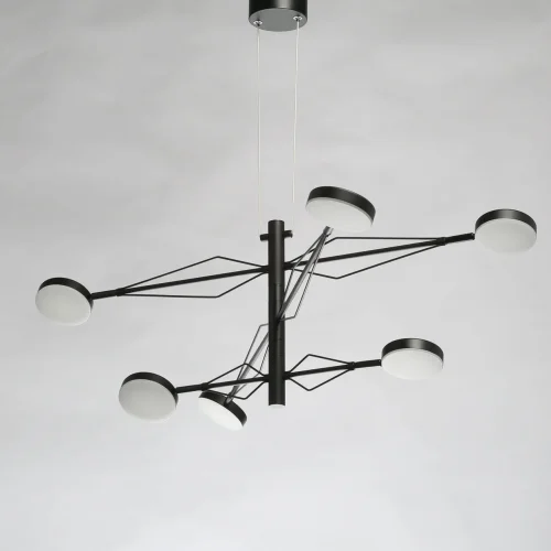 Люстра подвесная LED Гэлэкси 632017206 DeMarkt белая на 1 лампа, основание чёрное в стиле хай-тек  фото 3