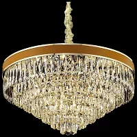 Люстра подвесная хрустальная Clarissa WE136.22.303 Wertmark коричневая прозрачная на 22 лампы, основание золотое в стиле современный классический 