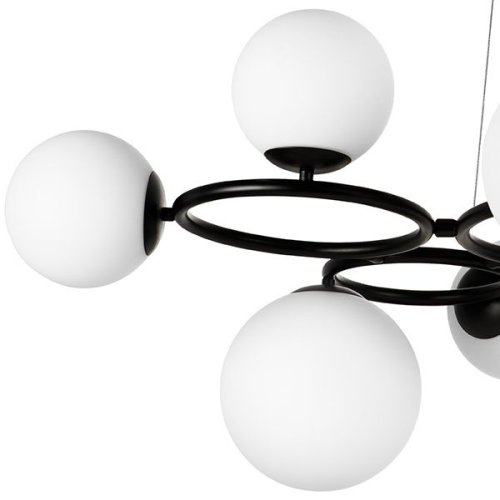 Люстра подвесная Globo 815097 Lightstar белая на 9 ламп, основание чёрное в стиле арт-деко молекула шар фото 6