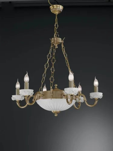 Люстра подвесная  L 9011/6+2 Reccagni Angelo белая на 8 ламп, основание античное бронза в стиле классический 