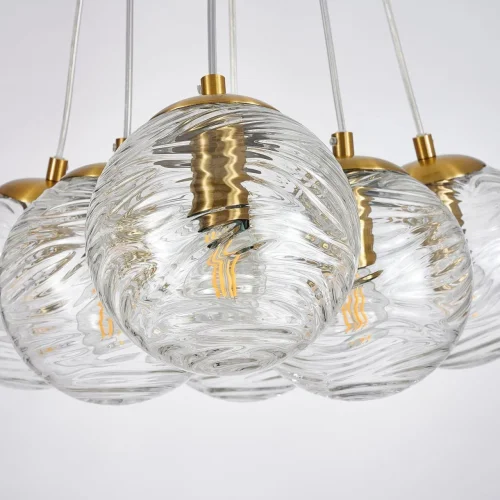 Люстра подвесная Elica 4056-6P Favourite прозрачная на 6 ламп, основание латунь в стиле современный шар фото 5