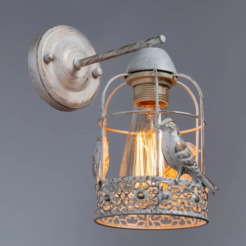 Бра Cincia A5090AP-1WG Arte Lamp золотой на 1 лампа, основание золотое белое в стиле прованс птички фото 2
