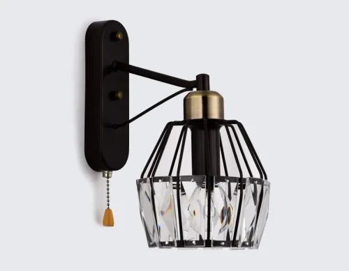 Бра с выключателем TR5879 Ambrella light прозрачный коричневый на 1 лампа, основание коричневое в стиле лофт современный  фото 2
