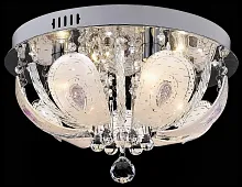 Люстра потолочная 755-107-04 Velante прозрачная белая на 4 лампы, основание хром в стиле современный 